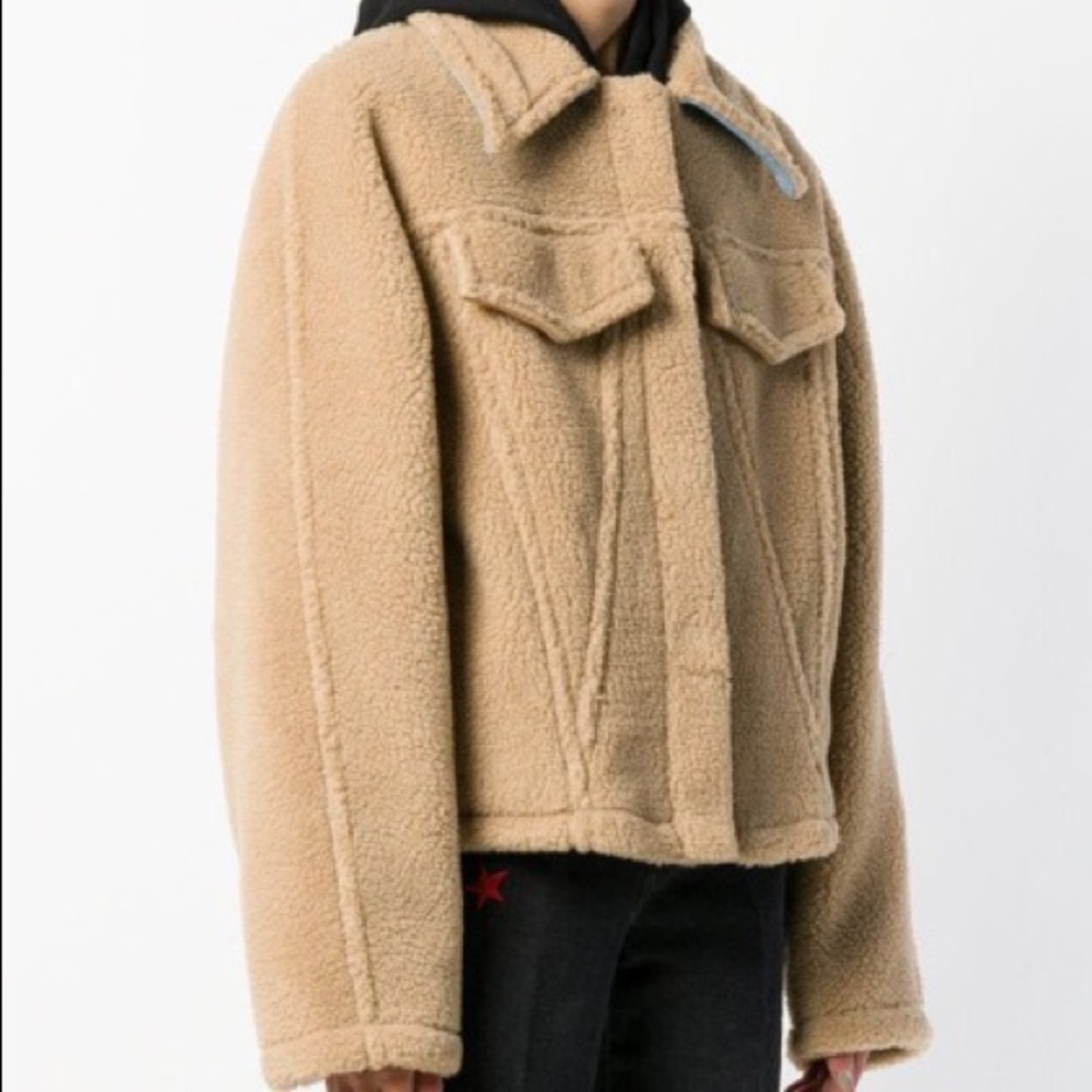 Off-White bear faux shearling jacket beige US4
